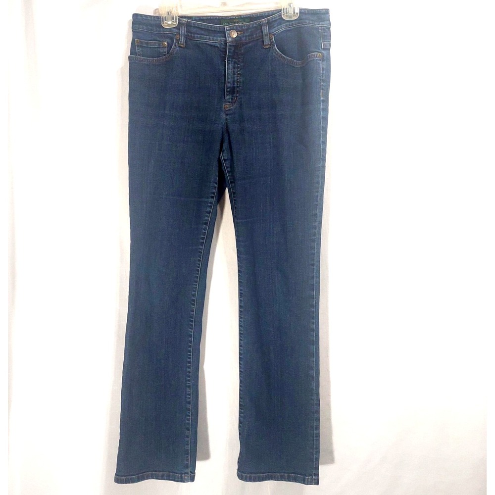 Lauren Ralph Lauren Womens Size 12 Straight‎ Jeans Mid Rise Stretch Medium Wash